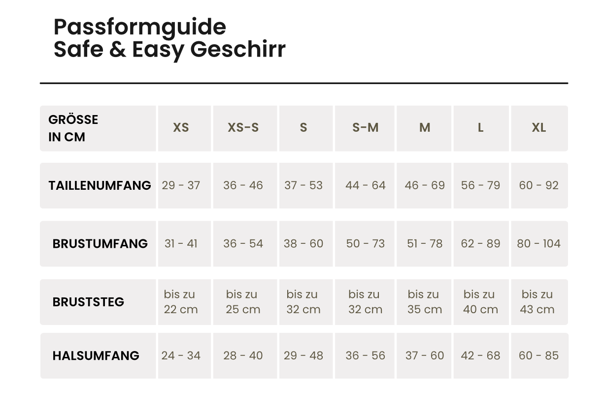 Safe & Easy Sicherheitsgeschirr - blau, grau, rot, schwarz, grün